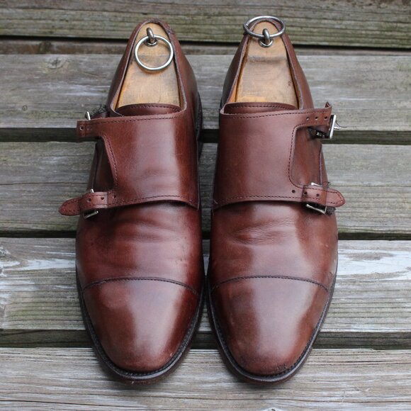 Allen Edmonds Double Monk Strap Cap Toe, Brown Leather, Men's 9 D, Made in USA - Picture 4 of 15